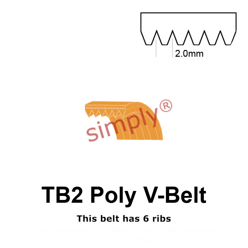 TB2-327 Megadyne Megarib Polyurethane Poly V-Belt 327mm/12.9 inch Length - 6 Ribs - Allow 2-3 Days