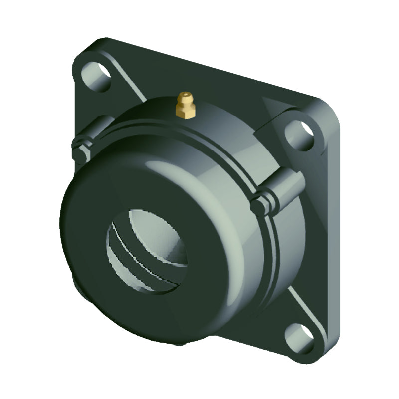 NTN C-UCFX06-102D1 Imperial Four Bolt Square Cast Iron Flange Housing with 1-1/8 inch Bore Insert with Cast Iron Cover - Open Version - Allow 2-3 Days