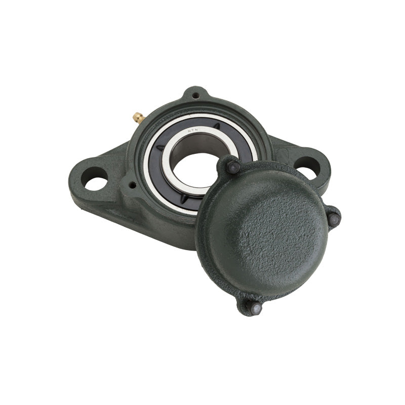 NTN CM-UKFL308SD1/HS2308X Imperial Two Bolt Cast Iron Oval Housing with Cast Iron Cover - Closed Version - Insert and Adaptor Sleeve Fits 1-3/8 inch Shaft - Allow 2-3 Days