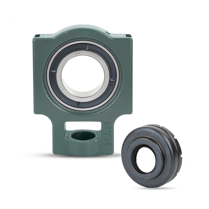 NTN S-UKT209SD1/HS2309X Imperial Cast Iron Take Up Unit with Steel Plate Cover - Open Version - Insert and Adaptor Sleeve Fits 1-5/8 inch Shaft - Allow 2-3 Days