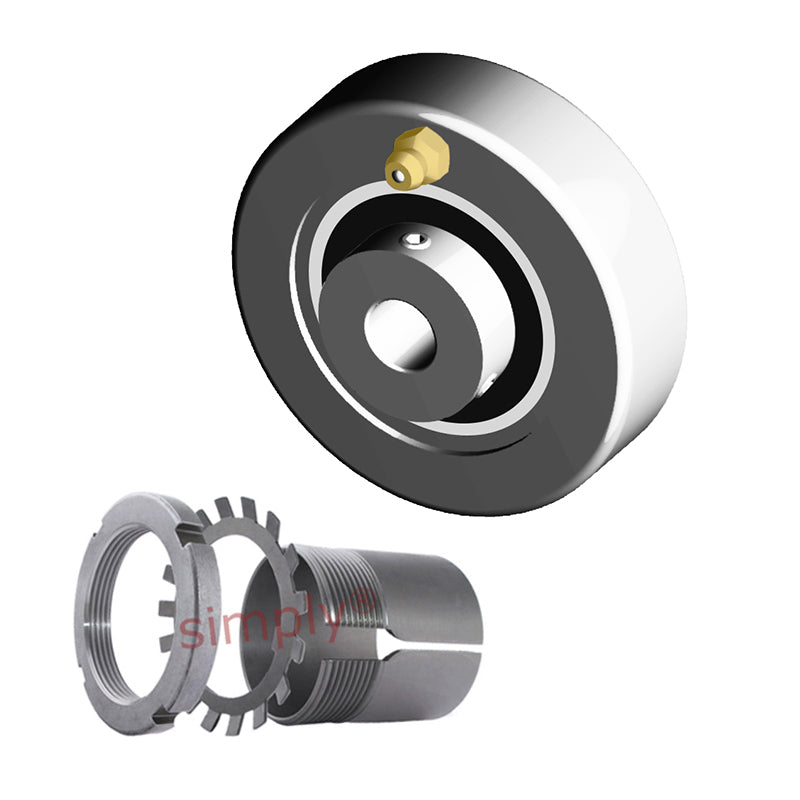 NTN UKC306D1/HS2306 Imperial Cast Iron Cartridge Unit with Adaptor Sleeve Mounted and 7/8 inch Bore Insert 3.937 inch Outside Dia - Allow 2-3 Days