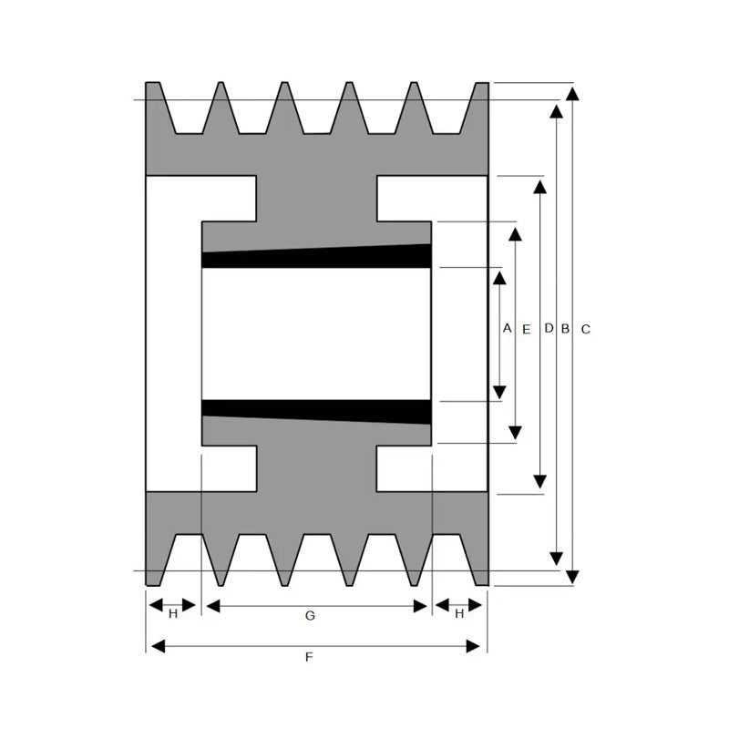 PowerDrive 236X5SPA 236mm Pitch Diameter SPA Section Tapered Locking Bush Type Pulley with 5 Grooves (Bush not Incl.) - Allow 2-3 Days