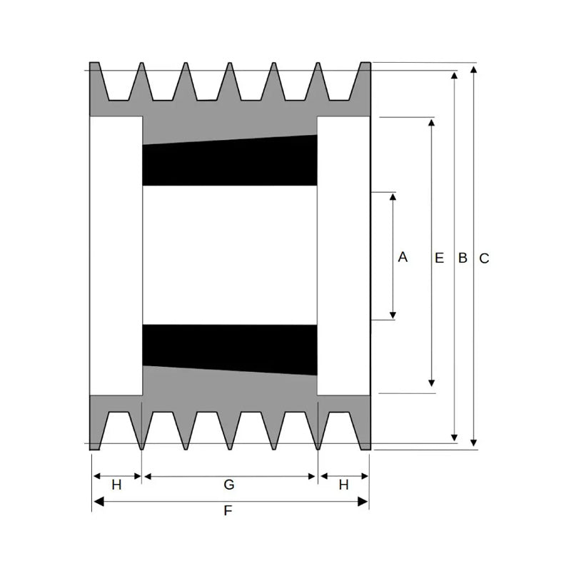 PowerDrive 212X6SPA 212mm Pitch Diameter SPA Section Tapered Locking Bush Type Pulley with 6 Grooves (Bush not Incl.) - Allow 2-3 Days