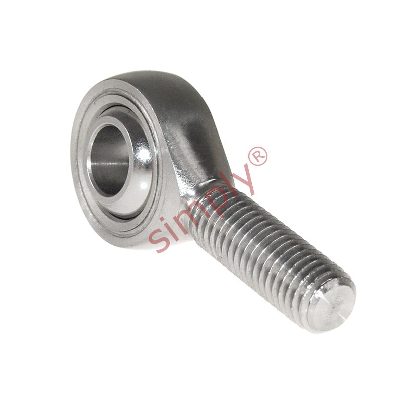 Budget SSPOS14/F1 Right Hand Stainless Steel / PTFE Lined Plain Male Rod End 14mm Bore M14x1.5 Thread