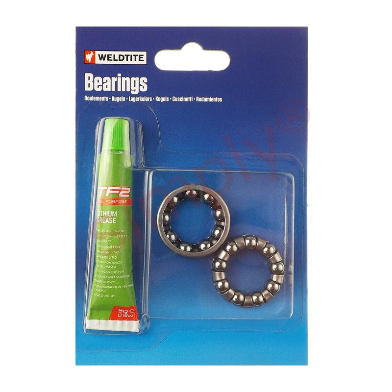 2x 1/4 inch Case Hardened Ball Bearings in Cage Retainers and TF2 Lithium Grease
