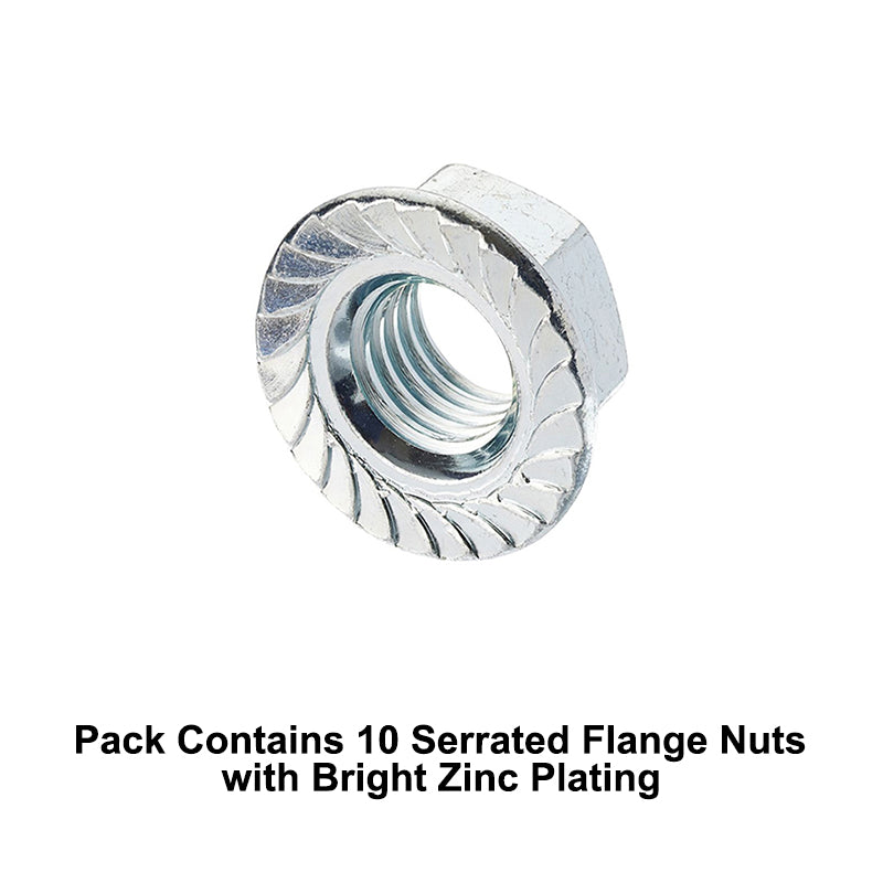 Unifix M10x15 - Class 6 Steel Serrated Flange Nut DIN 6923 with 1.5mm Pitch and Bright Zinc Plated Finish