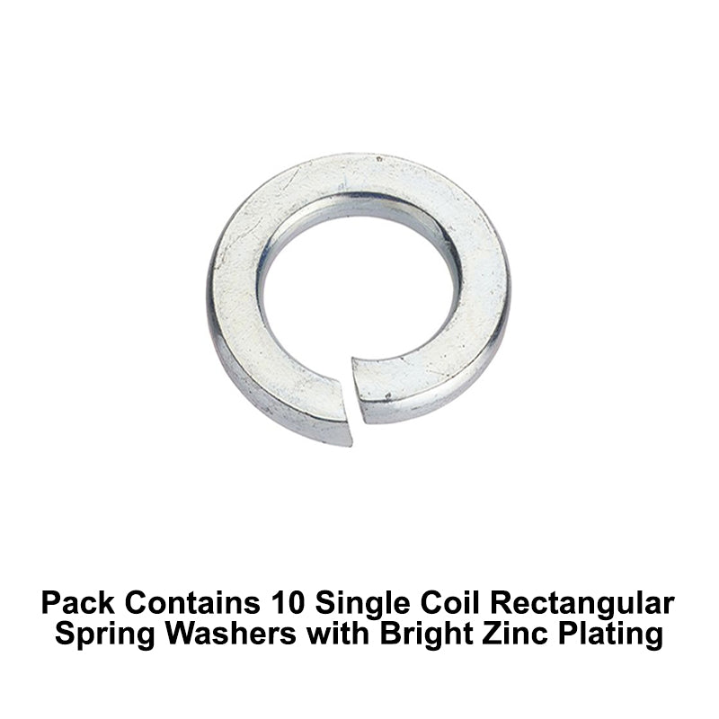 Unifix M20x33.5x4mm Single Coil Rectangular Spring Washer DIN 127B with Bright Zinc Plated Finish