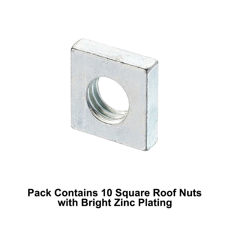 Unifix M8x13 - Class 6 Steel Square Roofing Nut ANSI/ASME B18.2.2 with 1.25mm Pitch and Bright Zinc Plated Finish