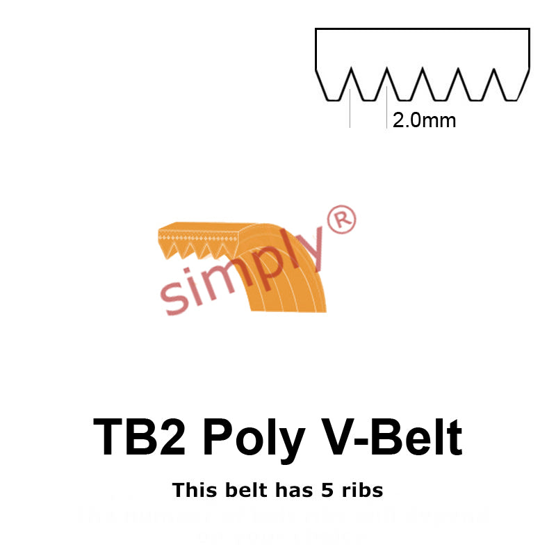 TB2-327 Megadyne Megarib Polyurethane Poly V-Belt 327mm/12.9 inch Length - 5 Ribs - Allow 2-3 Days