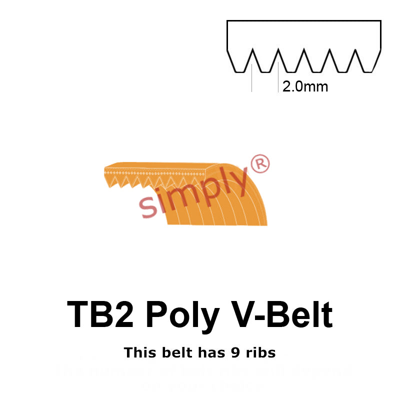 TB2-510 Megadyne Megarib Polyurethane Poly V-Belt 510mm/20.1 inch Length - 9 Ribs - Allow 2-3 Days