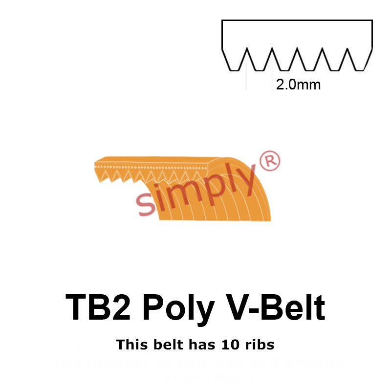 TB2-327 Megadyne Megarib Polyurethane Poly V-Belt 327mm/12.9 inch Length - 10 Ribs - Allow 2-3 Days