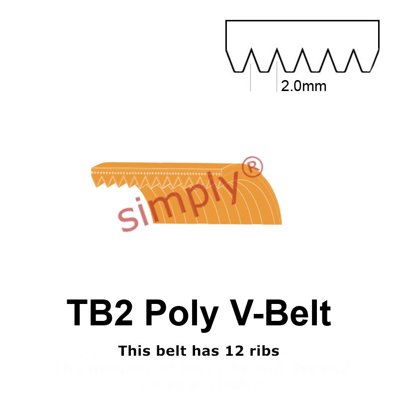 TB2-535 Megadyne Megarib Polyurethane Poly V-Belt 535mm/21.1 inch Length - 12 Ribs - Allow 2-3 Days