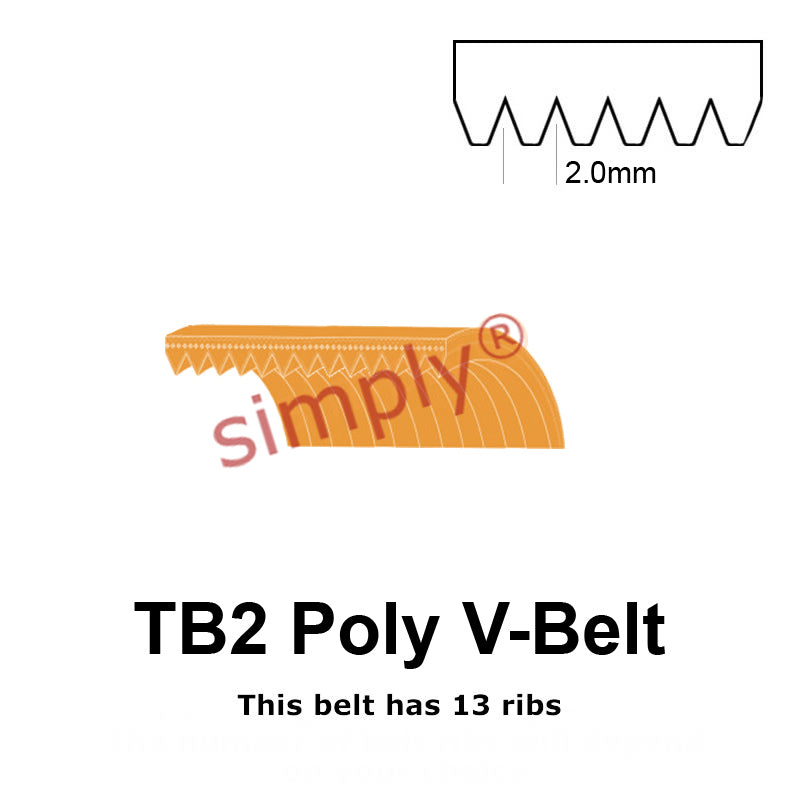 TB2-575 Megadyne Megarib Polyurethane Poly V-Belt 575mm/22.6 inch Length - 13 Ribs - Allow 2-3 Days