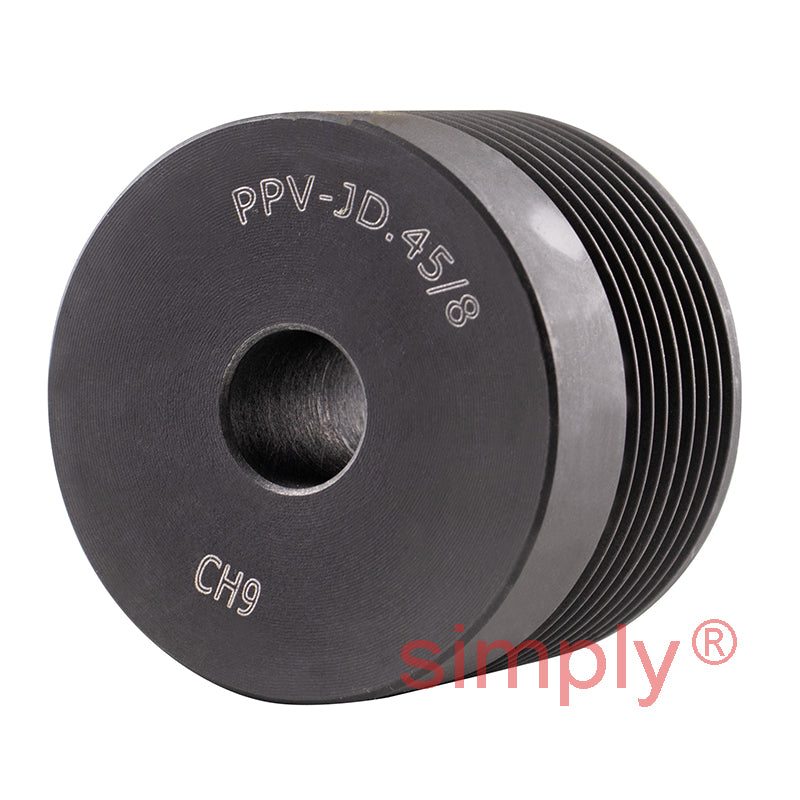 45J08 Pilot Bore Polyvee Belt Pulley 45mm Pitch Diameter 8 Grooves