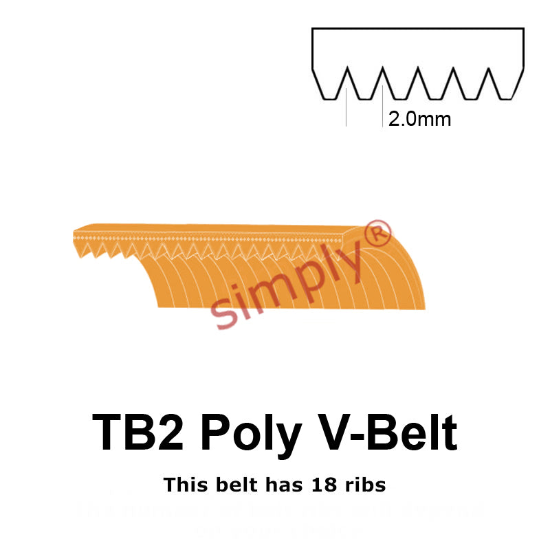 TB2-327 Megadyne Megarib Polyurethane Poly V-Belt 327mm/12.9 inch Length - 18 Ribs - Allow 2-3 Days