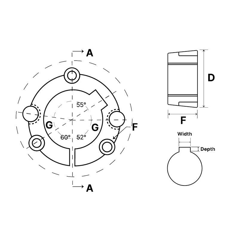 5040-80 Tapered Locking Bush with 80mm Bore