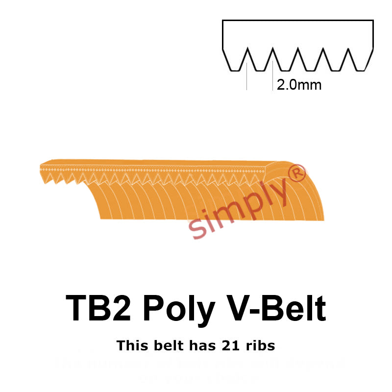 TB2-535 Megadyne Megarib Polyurethane Poly V-Belt 535mm/21.1 inch Length - 21 Ribs - Allow 2-3 Days