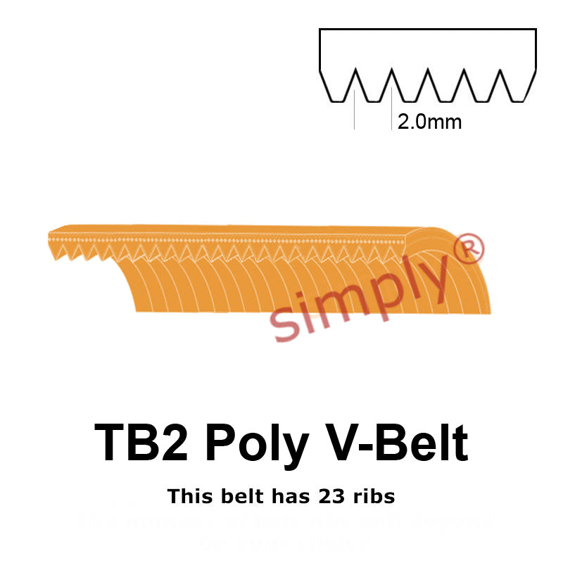 TB2-327 Megadyne Megarib Polyurethane Poly V-Belt 327mm/12.9 inch Length - 23 Ribs - Allow 2-3 Days