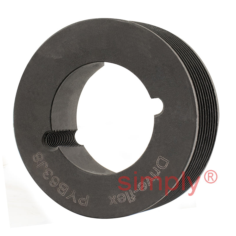 63J08 Tapered Bore Polyvee Belt Pulley 63mm Pitch Diameter 8 Grooves