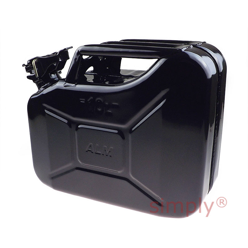 FCB10 Rugged Heavy Duty Metal Fuel Can 10L Black for Petrol Diesel Oil Kerosene Paraffin Gasoline etc