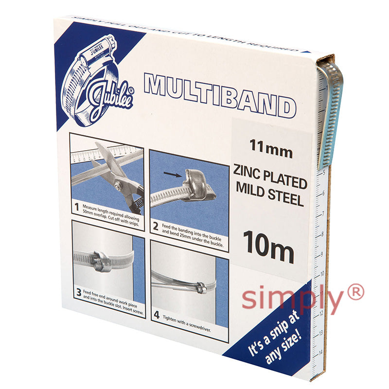 10m Roll - MB1701 Zinc Plated Steel Jubilee Multiband Banding with 11mm Width