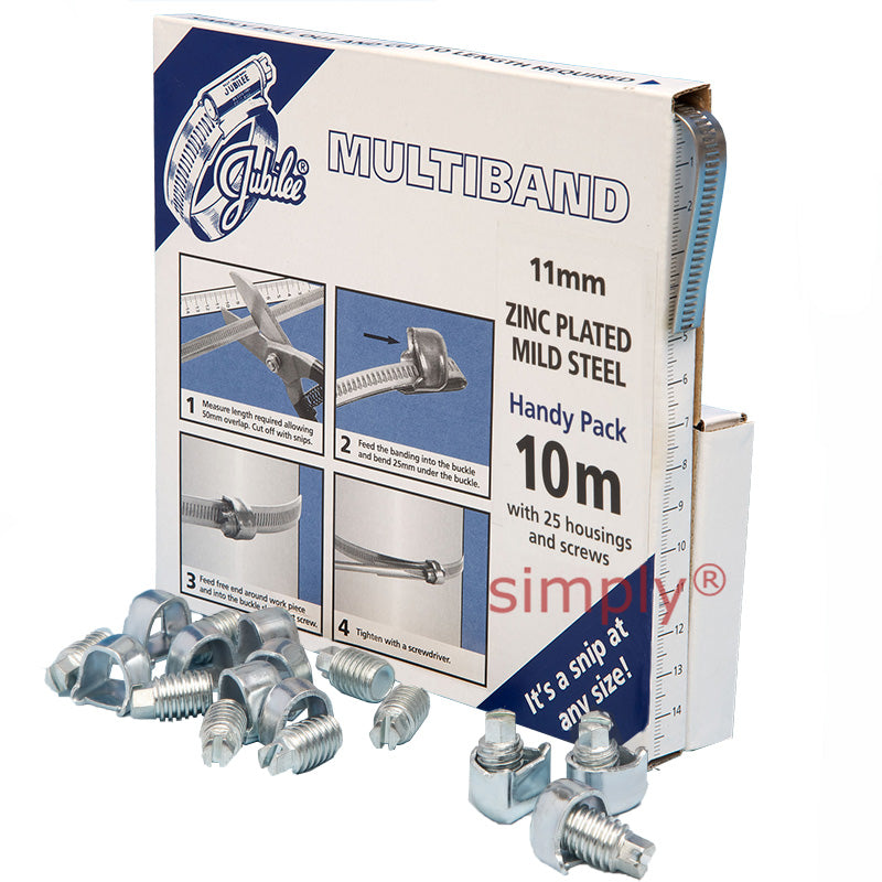 10m Roll - MB1708 Zinc Plated Steel Jubilee Multiband Banding Handy Pack with 11mm Width