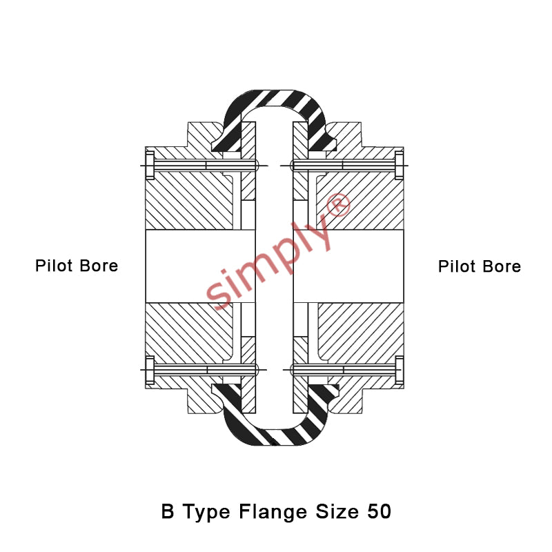 Major Branded F50B/F50B Pilot Bored Tyre Drive Coupling Assembly with Fire Resistant Antistatic (F.R.A.S) Tyre