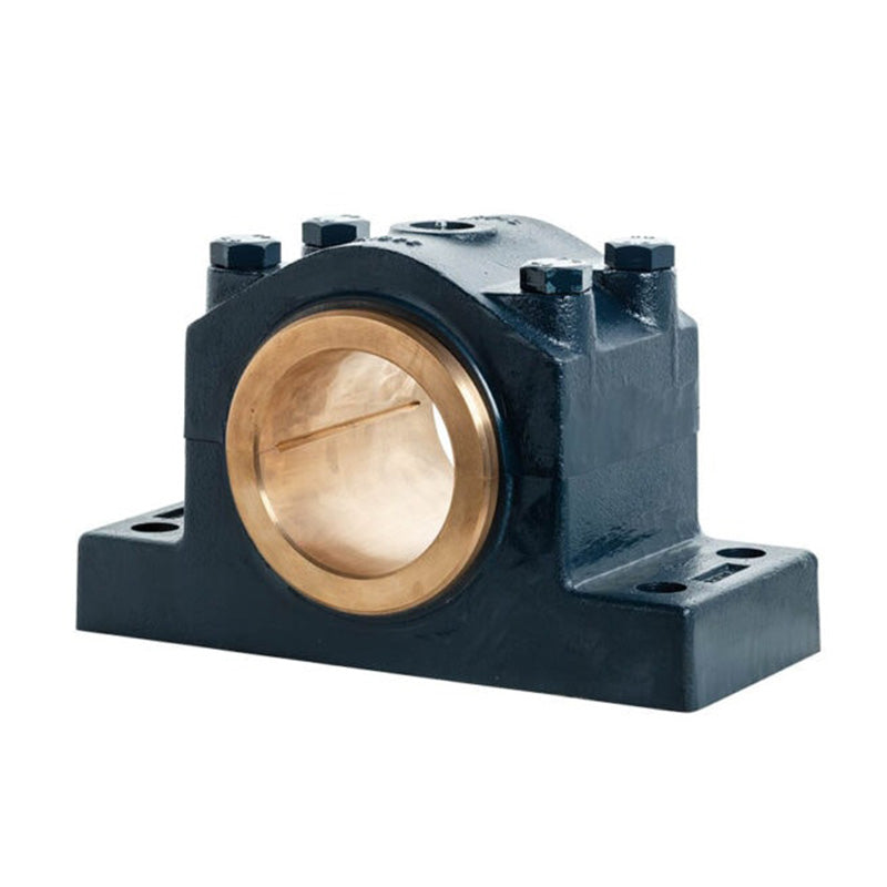 Major Brand DIN506-75M Heavy Duty Metric Split Cast Iron Four Bolt Pillow / Plummer Block Housing with 75mm Bore Gunmetal Bush Insert - Allow 3-4 Weeks