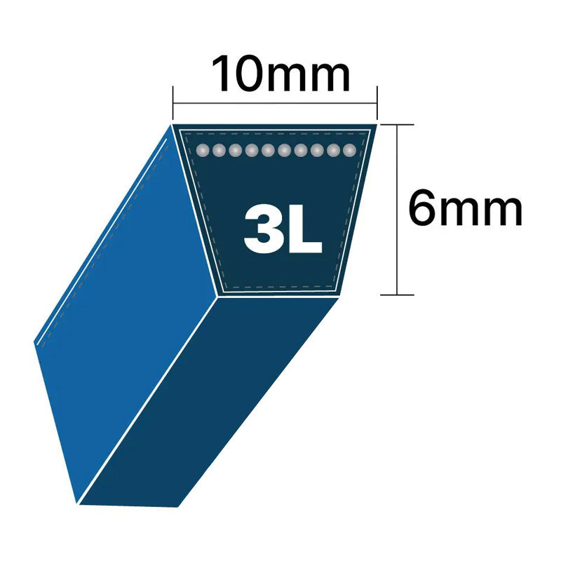 DRY-3L390K 3L Section 10x6mm Blue Cotton Dry Cover Kevlar Re-inforced Mower Wrapped V-Belt
