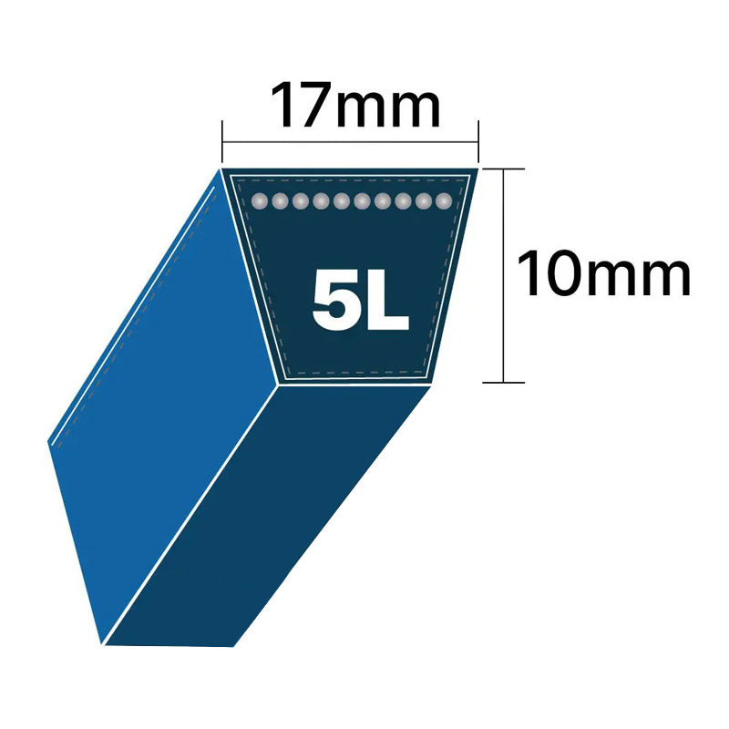 DRY-5L500K 5L Section 17x10mm Blue Cotton Dry Cover Kevlar Re-inforced Mower Wrapped V-Belt