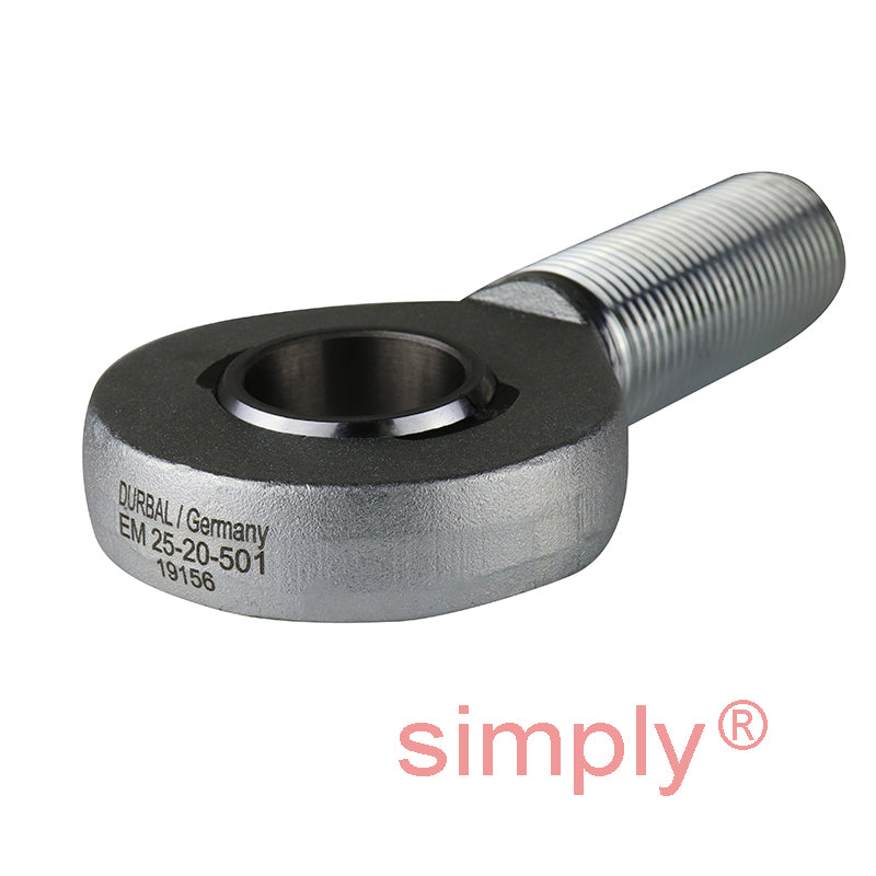 Durbal EM25-20-501 Maintenance Free Right Hand Metric Steel / PTFE Lined Male Rod End M24x2 Thread