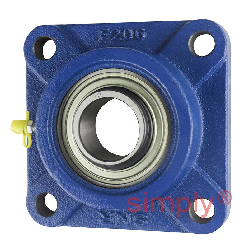 SNR ESF206-19 Imperial Four Bolt Square Cast Iron Flange Housing with Eccentric Collar 1-3/16 inch Bore