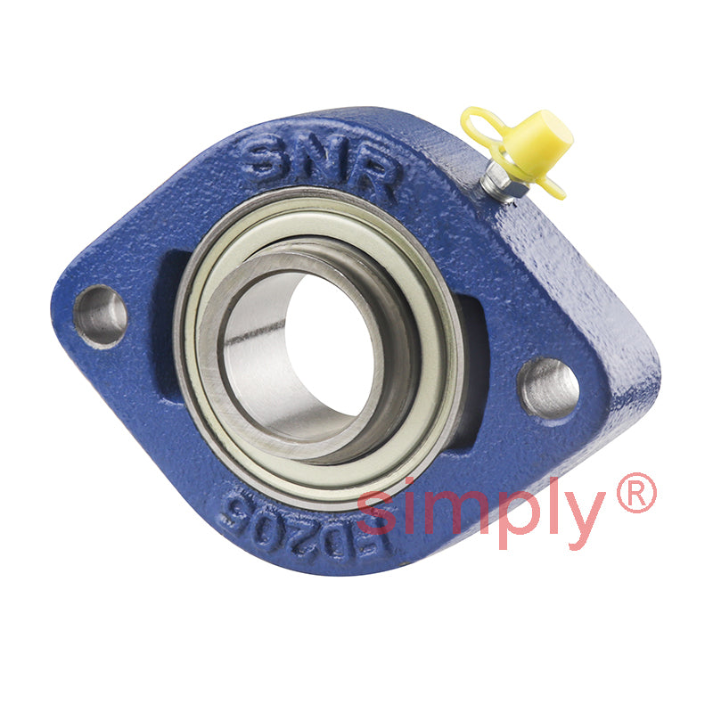 SNR ESFD205 Metric Two Bolt Cast Iron Oval Housing with 25mm Bore Eccentric Collar Insert