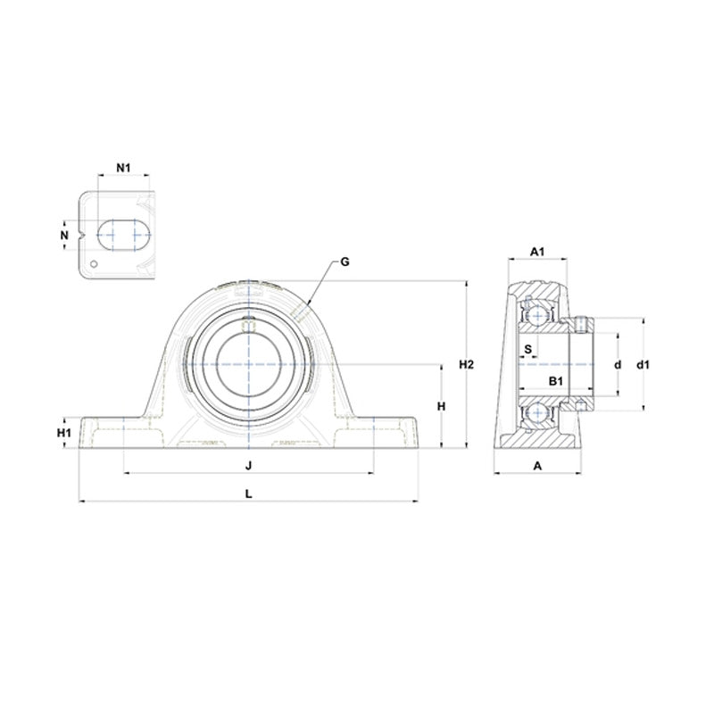 SNR ESPLE208 Metric Cast Iron Two Bolt Pillow / Plummer Block Housing with 40mm Eccentric Collar Insert - Allow 2-3 Days