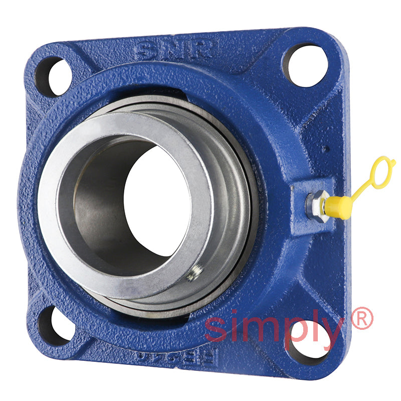 SNR EXFE214 Metric Four Bolt Square Cast Iron Flange Housing with 70mm Bore Eccentric Collar Insert - Allow 2-3 Days