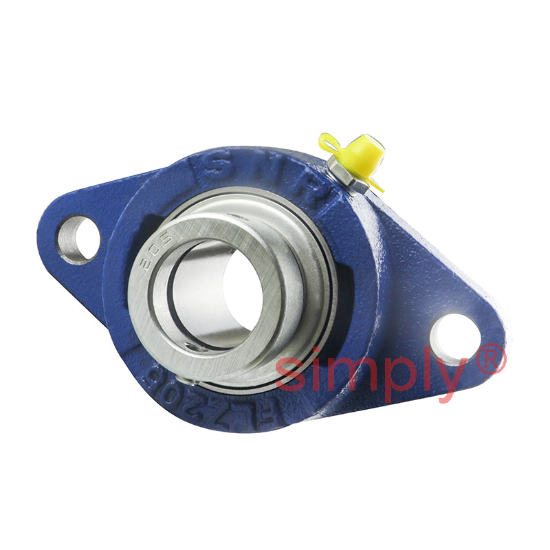 SNR EXFLZ205 Metric Two Bolt Cast Iron Oval Housing with 25mm Bore Eccentric Collar Insert