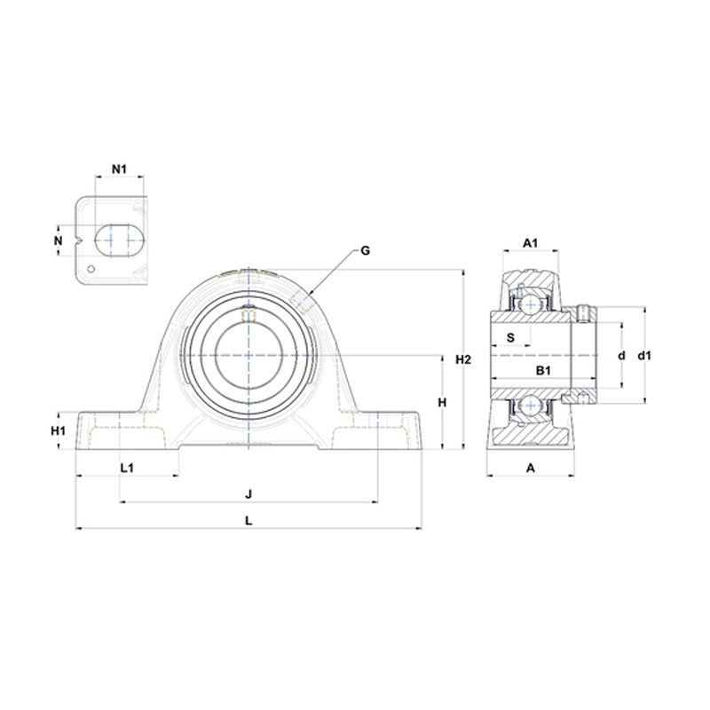 SNR EXPE218 Metric Cast Iron Two Bolt Pillow / Plummer Block Housing with 90mm Eccentric Collar Insert - Allow 2-3 Days