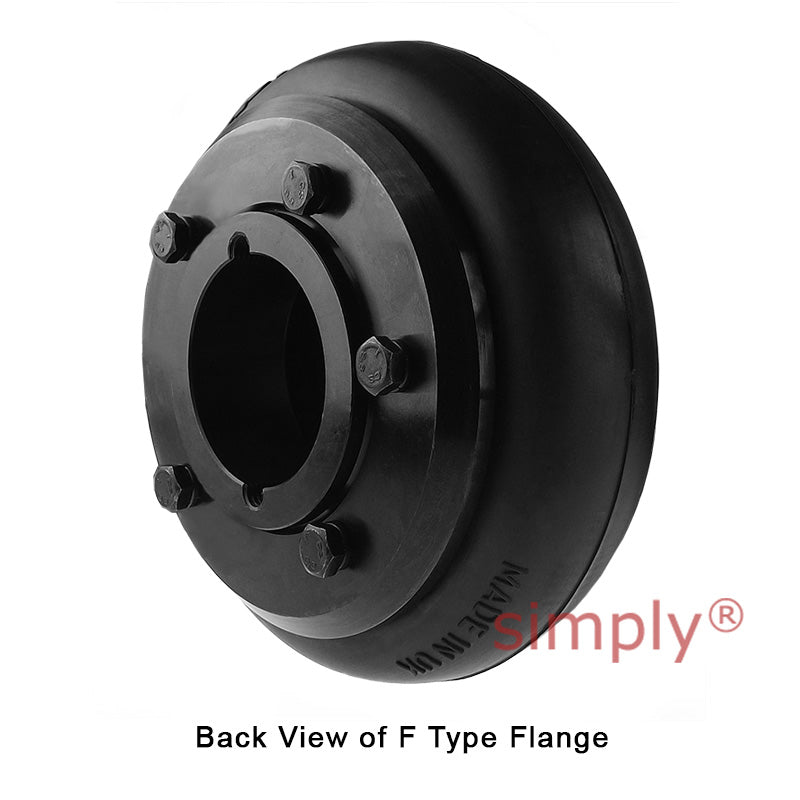 Major Branded F70F/F70B Inner Facing Taper Bore/Pilot Bored Tyre Drive Coupling Assembly with Fire Resistant Antistatic (F.R.A.S) Tyre