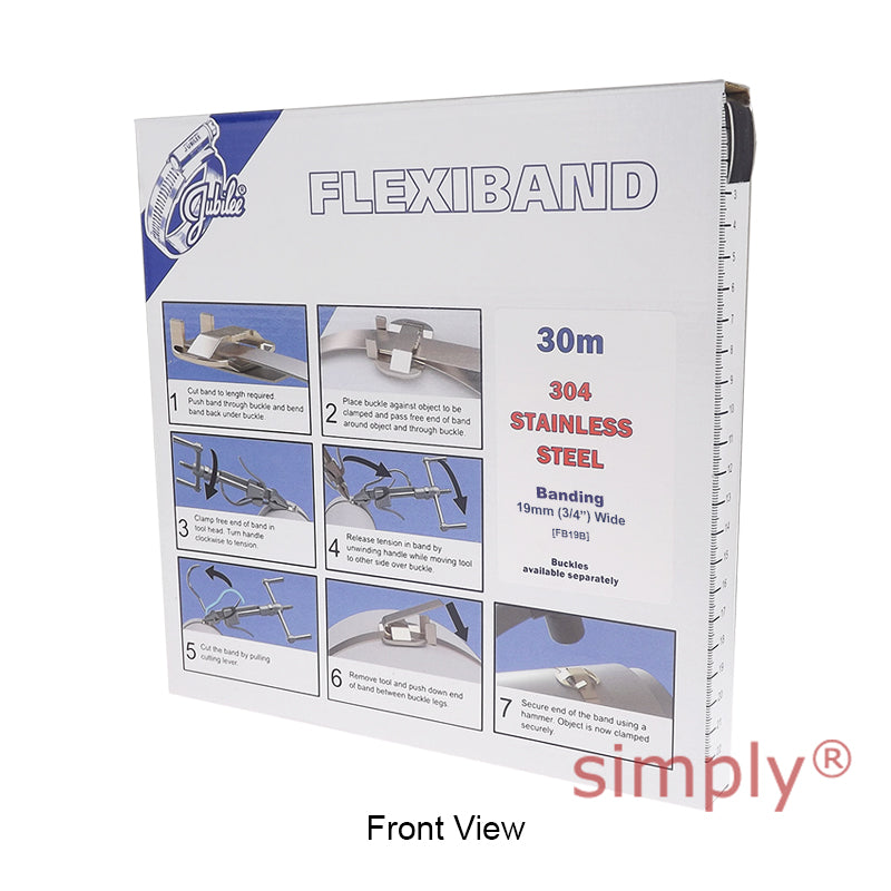 FB19B 304 Stainless Steel Jubilee Flexiband Width 19mm / 3/4 inch Length 30m Roll ONLY