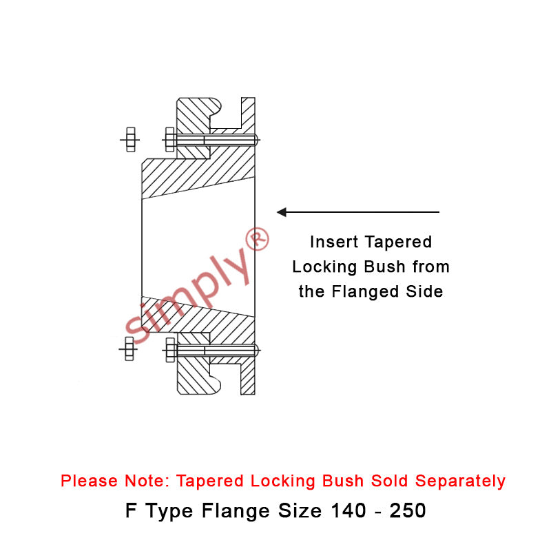 Major Branded F160F-MB Drive Coupling Inner Tapered Locking Bush Type Max Bush Bore 115mm / 4-1/2 inch