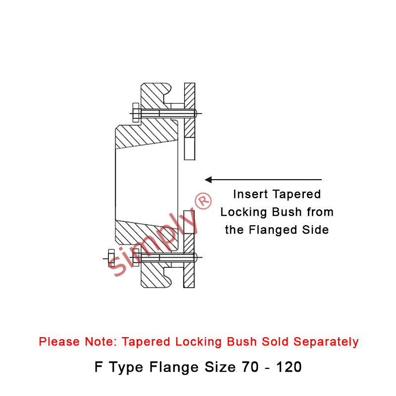 Major Branded F70F-MB Drive Coupling Inner Tapered Locking Bush Type Max Bush Bore 50mm / 2 inch