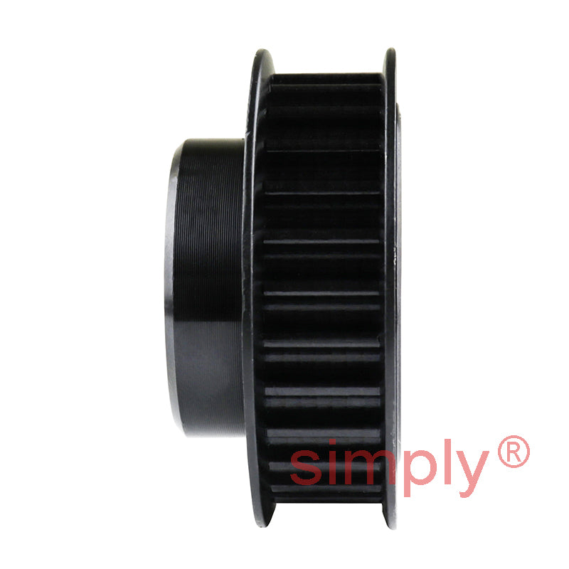 P28-5M-25F - 5mm Pitch 28 Tooth Flanged HTD Type Steel Pilot Bore Timing Pulley for 25mm Wide Belts