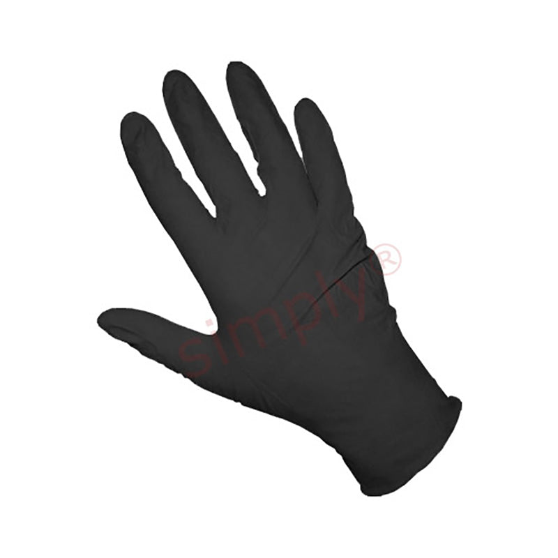 High Quality Powder Free Heavy Duty Black Nitrile Gloves Size L - Pack of 100