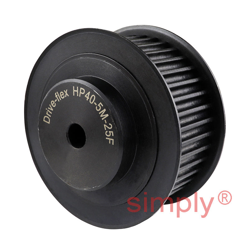 P40-5M-25F - 5mm Pitch 40 Tooth Flanged HTD Type Steel Pilot Bore Timing Pulley for 25mm Wide Belts