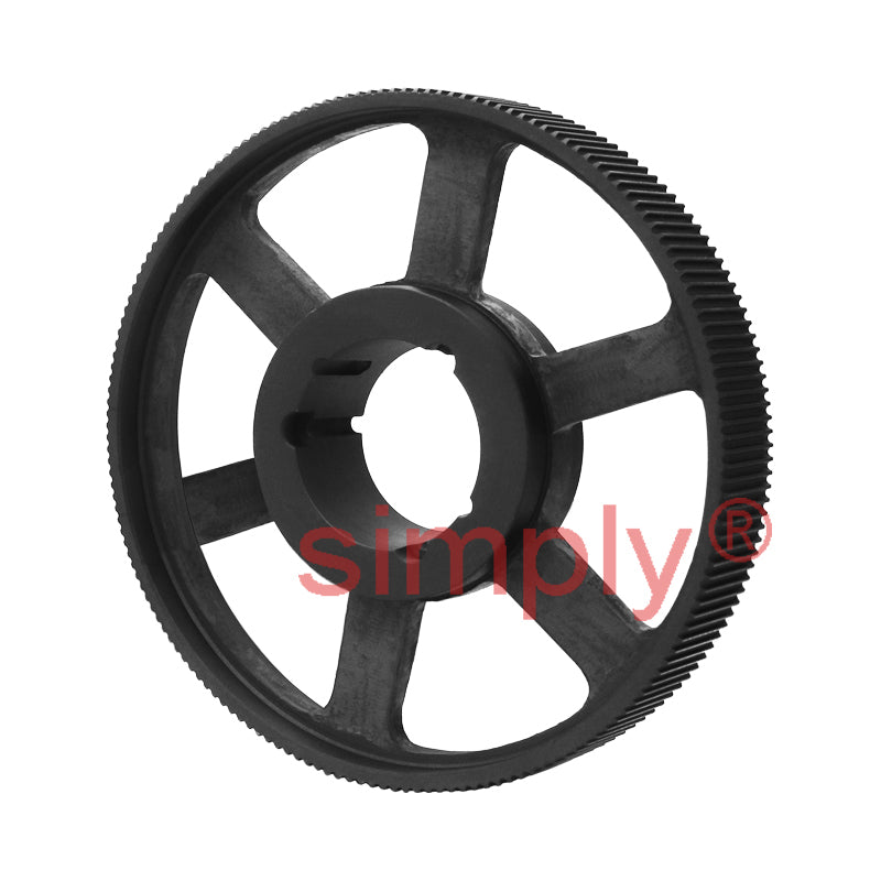 Drive-Flex TL112-8M-50 - 8mm Pitch 112 Tooth Flangeless HTD Type Cast Iron Taper Bore Timing Pulley for 50mm Wide Belts