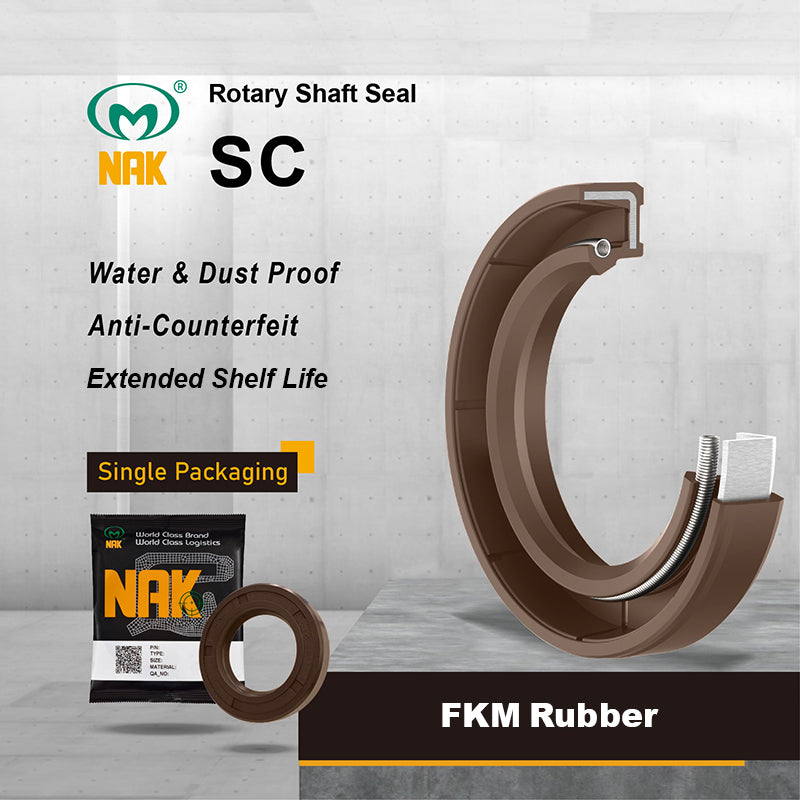 NAK 1.25x2x0.375 inch FKM Rubber Single Lip Rotary Shaft Oil Seal with Stainless Spring SC