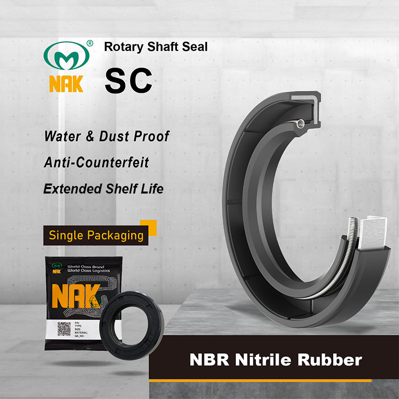 NAK 1x1.438x0.25 inch Nitrile Rubber Single Lip Rotary Shaft Oil Seal with Garter Spring SC