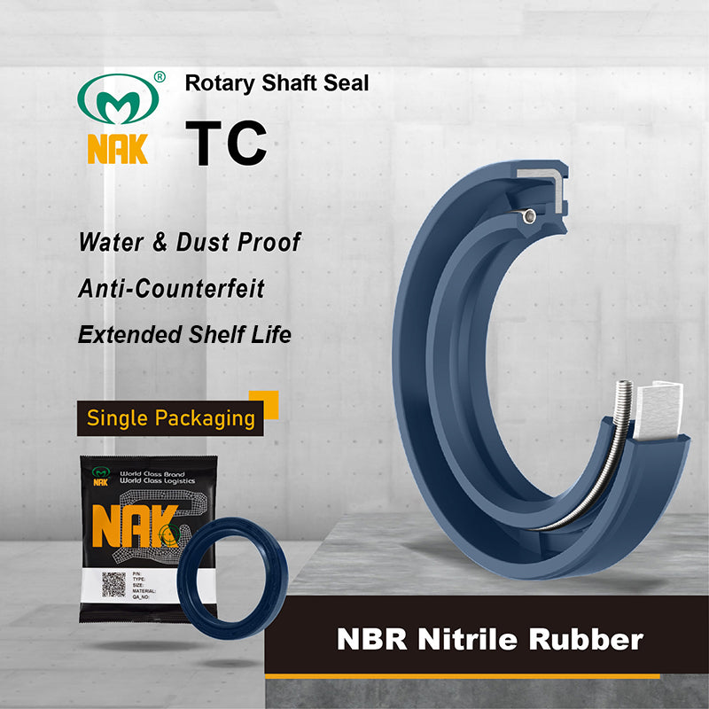 NAK 1.75x2.5x0.375 inch Blue Nitrile Rubber Double Lip Rotary Shaft Oil Seal with Garter Spring TC