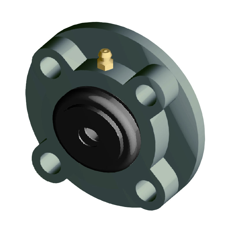 NTN S-UCFC202-010D1 Imperial Four Bolt Cast Iron Round Flanged Housing with 5/8 inch Insert with Steel Plate Cover - Open Version - Allow 2-3 Days