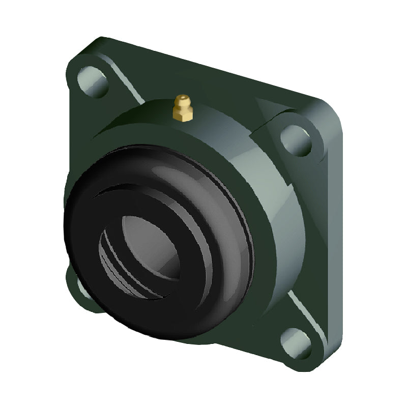 NTN S-UCFX09D1 Metric Four Bolt Square Cast Iron Flange Housing with 45mm Bore Insert with Steel Plate Cover - Open Version - Allow 2-3 Days